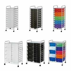10-15 Drawer Make Up Mobile Home Office Beauty Salon Portable Storage Trolley - Picture 1 of 22