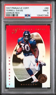 Espejo Terrell Davis 1997 certificado Pinnacle rojo SSP *PSA como nuevo 9 - ¡ninguno más alto! Foto 1 de 2