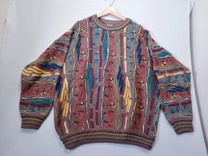 Carlo Alberto 3D Strick Pullover Herren Large Vintage Australien Hip Hop 90er Mehrfarbig - Bild 1 von 10