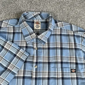 Dickies Shirt Mens Blue Plaid Short Sleeve Button Up Workwear Size XXL 2XL - Picture 1 of 8