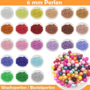 Wachsperlen 6 mm - Set Kinder Armband Acryl Perlen 6mm fädeln Bastelperlen Loch - Bild 1 von 68