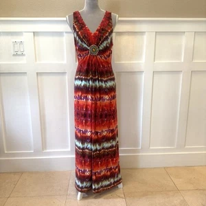 Maxi abito R&M Richards tie dye taglia:16 con perline multicolore morbido - Foto 1 di 9