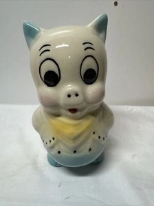 Porky Pig Cowboy Piggy Bank 1950s Leeds Pottery Still Bank Vintage Art Pottery - Picture 1 of 10