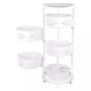 YIYIBYUS Rolling Shelving Unit 14.37"x36.22" 5-Tier Adjustable Steel Frame White - Picture 1 of 10