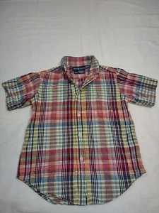 Ralph Lauren Boy's 4/4T Button-Up Short Sleeve Shirt Plaid Cotton Multicolor - Picture 1 of 4