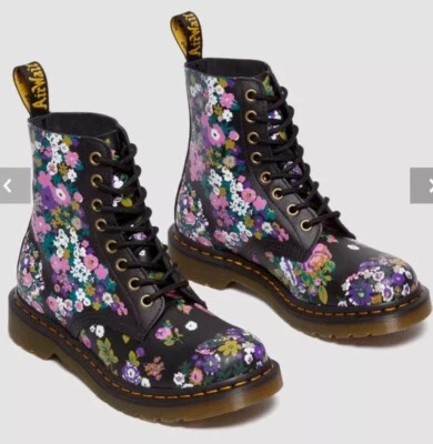 Botas de combate Doc Martens US 8 1460 Pascal de colección de cuero floral con cordones para mujer Foto 1 de 4