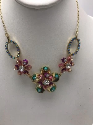 $52 Betsey Johnson Boardwalk Dulce Flor Collar - Retirado Vidrio/Piedras BJF52 Foto 1 de 4