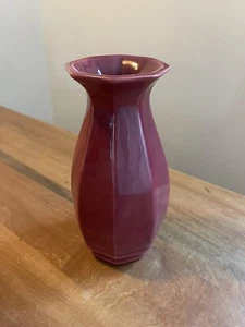 Vintage Royal Haeger Oxblood Red 8" Vase Octogon Ceramic MCM - Picture 1 of 6