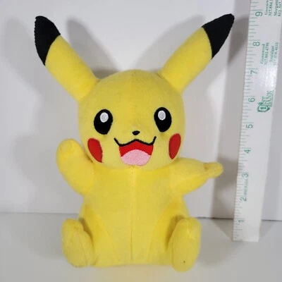 TOMY: Pokemon - Pikachu Happy Hand Up/Side  9" Plush Toy - Image 1 of 4