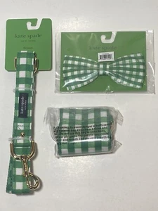 Juego de 3 piezas Kate Spade correa verde, pajarita, soporte para bolsa para perro talla M/L - Imagen 1 de 19