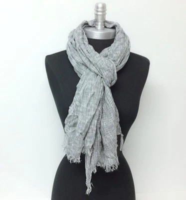 Nuevo Mantón Largo Tejido Suave Moda Bufanda Envolvente con Borde Deshilachado Acogedor UNISEX, Gris/Blanco Foto 1 de 4