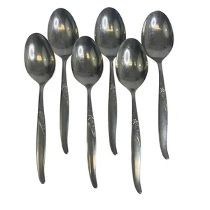Lot of 6 Rogers Premier Oneida Ltd LA ROSE 6 Oval Soup Spoons Tablespoons Place - Picture 1 of 7