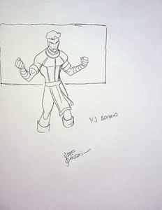 Lápiz de guión gráfico dibujado a mano Young Justice (serie de televisión) 2010 JEFF JOHNSON FIRMADO - Imagen 1 de 2