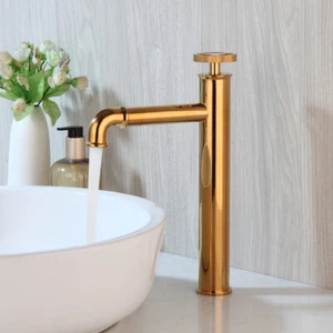 Gold Messing Wasserfall Badezimmer Waschbecken Wasserhahn Eingriff Loch Spüle Mixer Wasserhahn - Bild 1 von 11