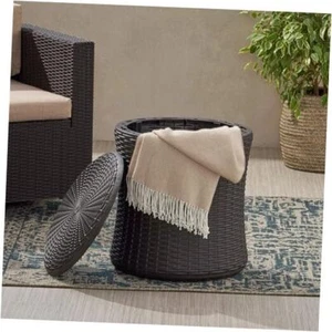 312340 Wallice Outdoor Patio Table, Dark Brown - Picture 1 of 7