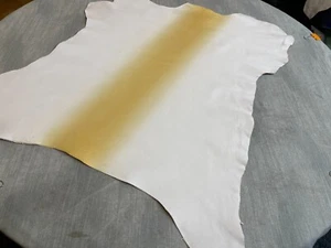 LEATHER skins,hides,,METALLIC GOLD/WHITE,,SY499 - Picture 1 of 14