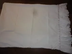 Pillowcase Vtg 80's Martex Standard Size White w/ Pale Blue Trim on Ruffled Hem - Picture 1 of 3