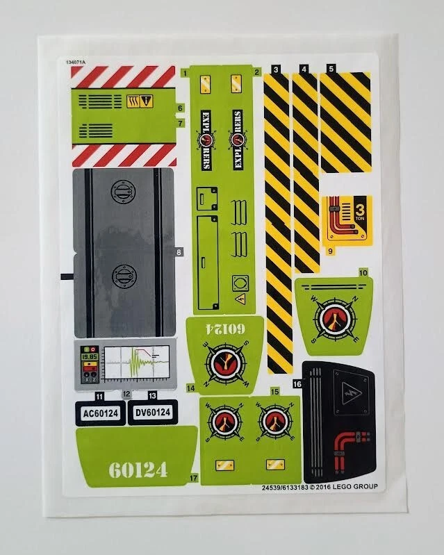 LEGO 60124 Volcano Exploration Base Original Sticker Sheet - Authentic Decals - Image 1 of 1