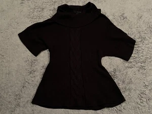 Calvin Klein Sweater Womens M Brown Cable Knit Cowl Neck Tunic Pullover - Picture 1 of 5