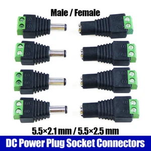 DC Power Connectors Male Female Adapter Plugs For CCTV Cable Socket 2.1mm 2.5mm - Picture 1 of 13