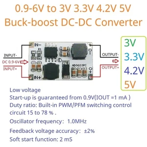 ND0603PC Auto Boost Converters Moduł 0,9V 6V Wejście do 3V / 3,3V / 4,2V / 5V - Zdjęcie 1 z 12