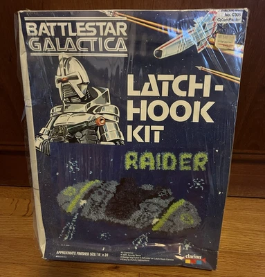 Battlestar Galactica CYLON RAIDER LATCH-HOOK Kit - Sealed - 1978 Clarion - Rare! - Image 1 of 4