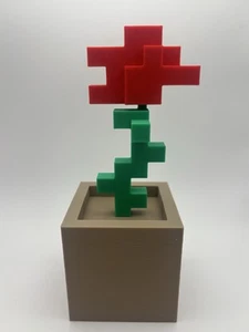 Minecraft Red Rose Flower Pot Tabletop Desktop Decor Plastic 7in - Picture 1 of 5