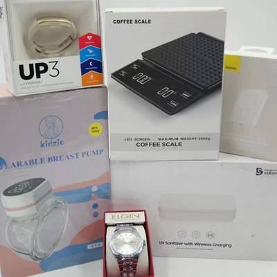 Lote Reloj Elgin, Baseus Power Bank, Up3, Báscula Café, Extractor de Lema Portátil Etc. Foto 1 de 4