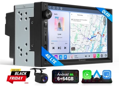 Unidad principal de radio inalámbrica 7 en 2 DIN 6+64 GB Apple CarPlay Android automático GPS 4G LTE Foto 1 de 4