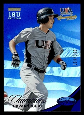 2013 USA CHAMPIONS CAVAN BIGGIO 151 NATIONAL TEAM MIRROR BLUE RC 109/299 - Image 1 of 2
