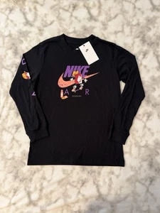 Nike Sportswear Printed T-Shirt Big Kids M Black Multi Crew Neck Long-Sleeve - Picture 1 of 9