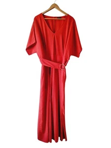 CITY CHIC Red Short Sleeve V-Neck Belted Jumpsuit SIZE SMALL 16 wide leg - Picture 1 of 8