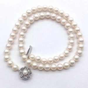Hanadama grade ✨ Extremely beautiful Akoya pearl necklace Silver 6.5-6.9mm etc - Picture 1 of 10
