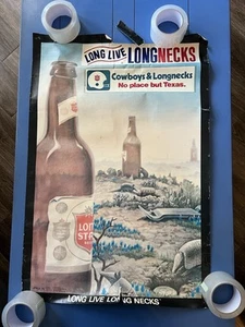 Rare 1970s Jim Franklin Lone Star Cowboys & Longnecks 21.5x32 Distressed Poster - Picture 1 of 22