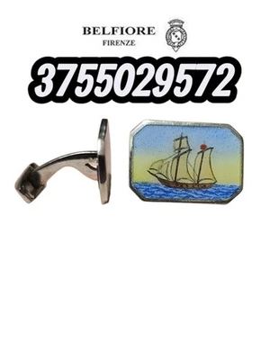 GEMELLI BELFIORE Argento 925 Idea Regalo Uomo Barca Vela Smalti  - Immagine 1 di 4