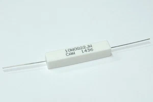 0.22 Ohm 10 Watt ±5% Wirewound Axial Resistor - Ceramic Cement Power 0.22Ω J 10W - Picture 1 of 2