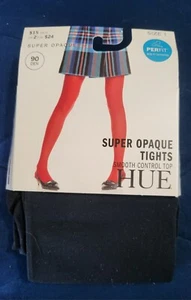 NIP, HUE Super Opaque Smooth Control Top Tights, Size 1 "Navy"  Height 4'11-5'6 - Picture 1 of 2