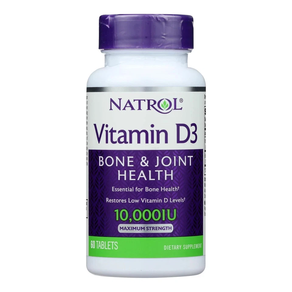 Natrol Vitamina D3 Salud Ósea y Articular 10000 UI 60 Comprimidos EXP 01/2026 Foto 1 de 2