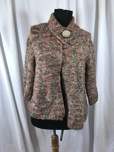 Carole Little maglia manica 3/4 look vintage cardigan maglione bohemien taglia S - Foto 1 di 8