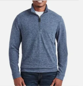 Pullover uomo medio quarto cerniera morbido casual blu baia marchio membro - Foto 1 di 4