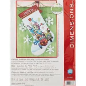 SANTA'S SIDECAR Christmas Stocking Counted Cross Stitch Kit, 40.6cm Long, 70-088 - Imagen 1 de 4