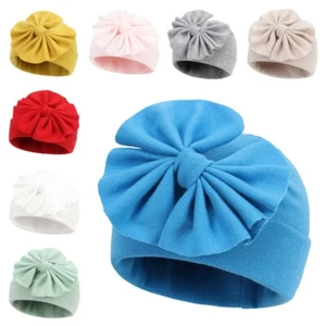 Newborn Infant Toddler Baby Girl Bowknot Beanie Hat Cotton Soft Stretch Cap - Picture 1 of 24