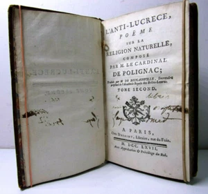 1767. Polignac. L'Anti-lucrèce, Poema En La Religion Naturelle. Ex Libris - Bild 1 von 8
