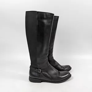 Vintage La Canadienne Women's Riding Boots 8.5 Black Leather 90s Knee High - Picture 1 of 15