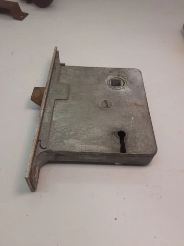Vtg  Antique chrome door mortise lock latch #10 b18s Cover