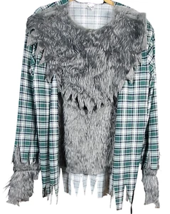 Haut Big Bad Wolf unisexe taille M gris Halloween rouge capuche nouveauté - Photo 1/8