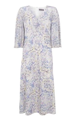 Mint Velvet Size 18 Harlow Floral Midi Dress Purple Yellow Floaty Sleeves BC1 - Image 1 of 4