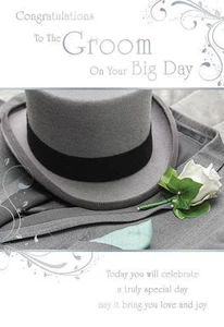 Groom Wedding Card Congratulations To The On Your Big Day Modern Top Hat Design - Picture 1 of 2