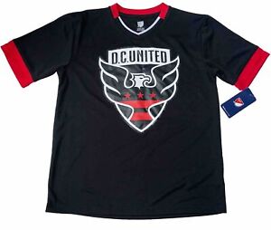 D.C. United Youth MLS Black Polyester Short Sleeve Shirt L 10/12 NWT Soccer DC