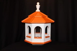 Vinyl Gazebo Bird Feeder Amish Homemade Handmade Handcrafted White & Orange med - Picture 1 of 1